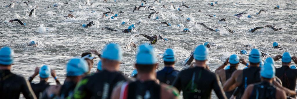 Swimmers participating in IRONMAN Brazil