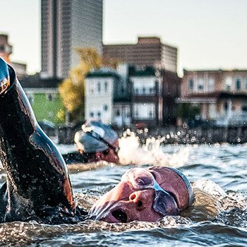 Triathlete swimming IM703 Atlantic City