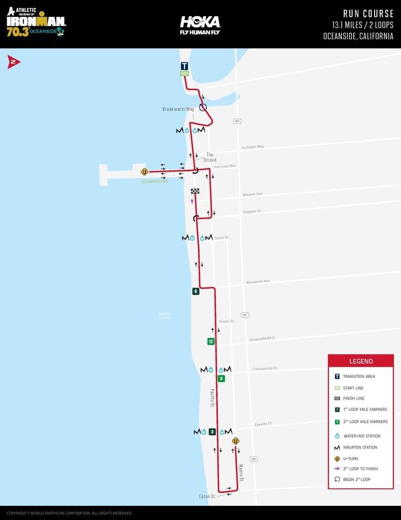 Run course map for IM703 Oceanside