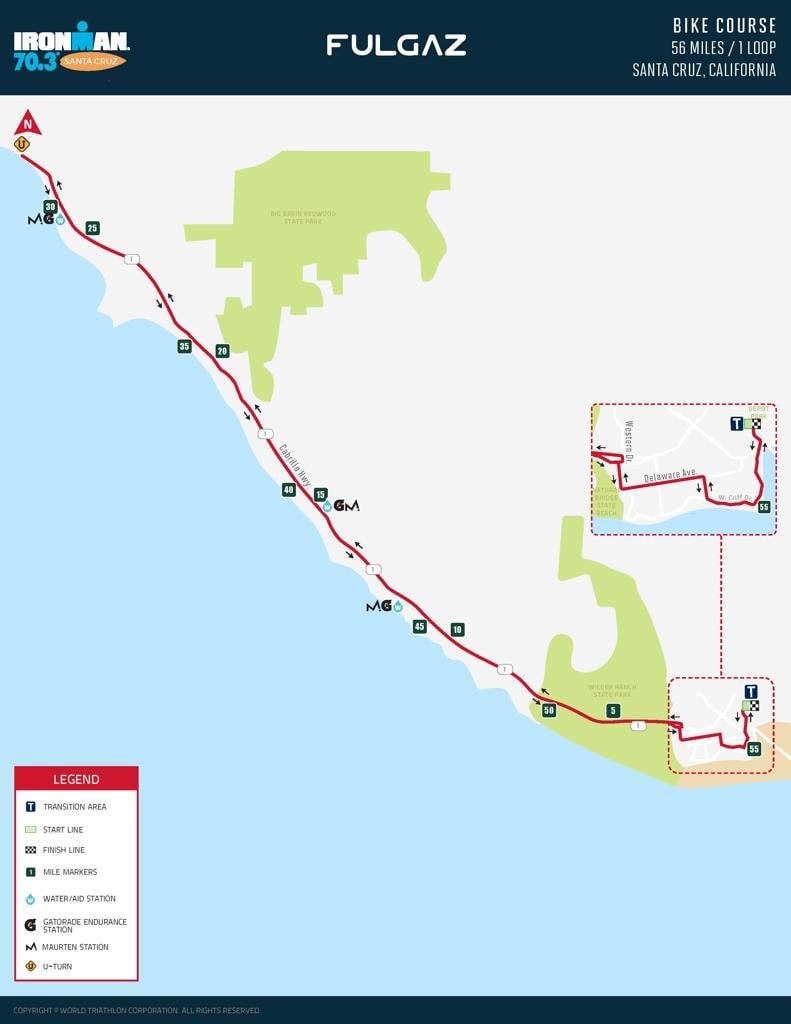 Bike course map turn by turn directions IM703 Santa Cruz