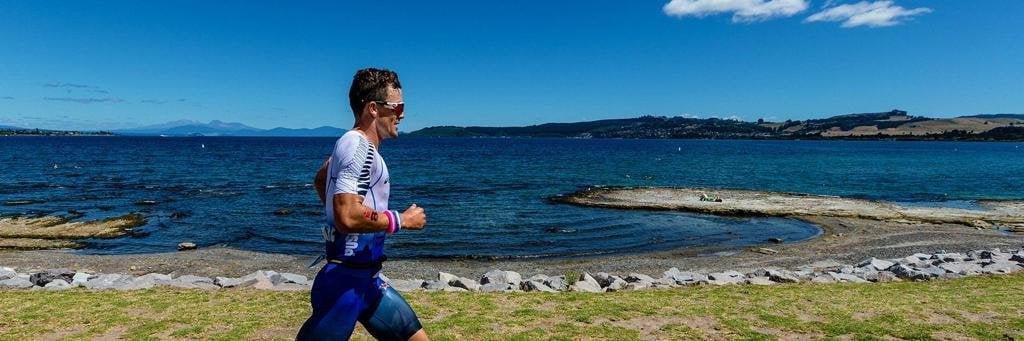 Runner participating in IRONMAN 70.3 Taupo