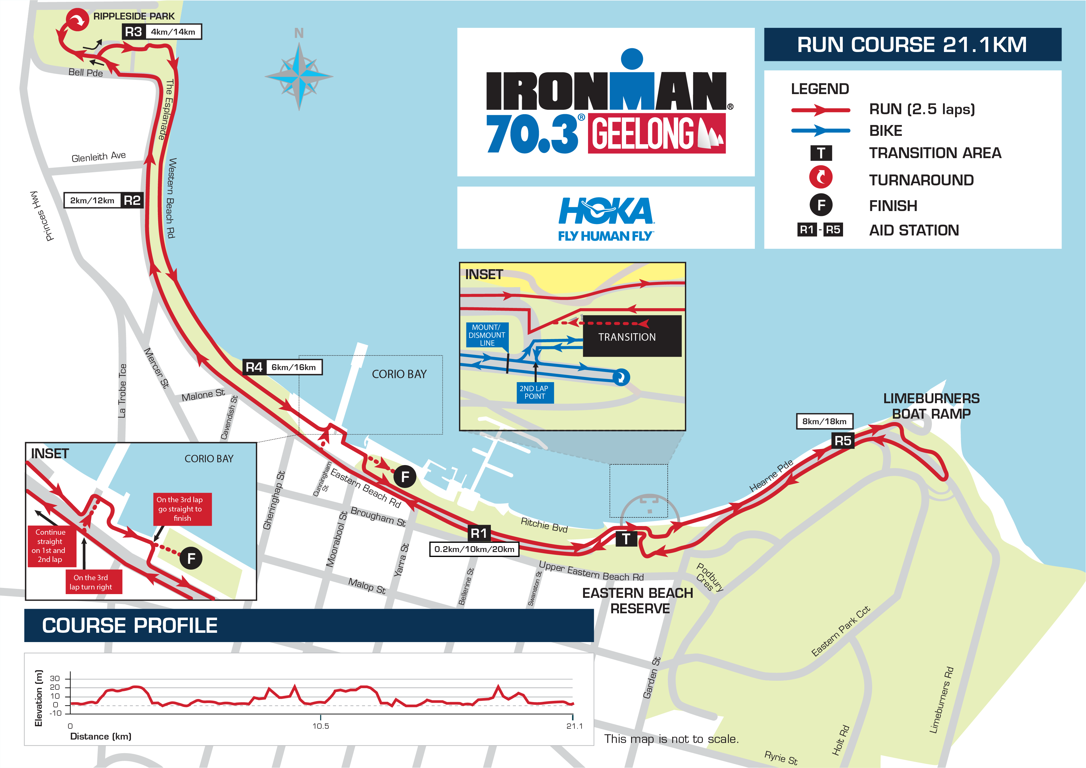 run course map IM 70.3 Geelong