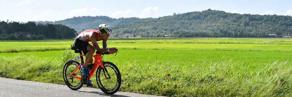 Biker participating in IRONMAN 70.3 Langkawi