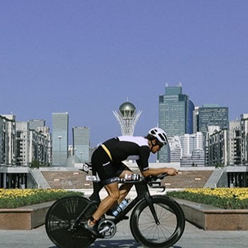 Triathlete biking IM703 Astana