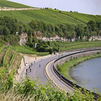 Triathlete biking at IM703 Luxembourg