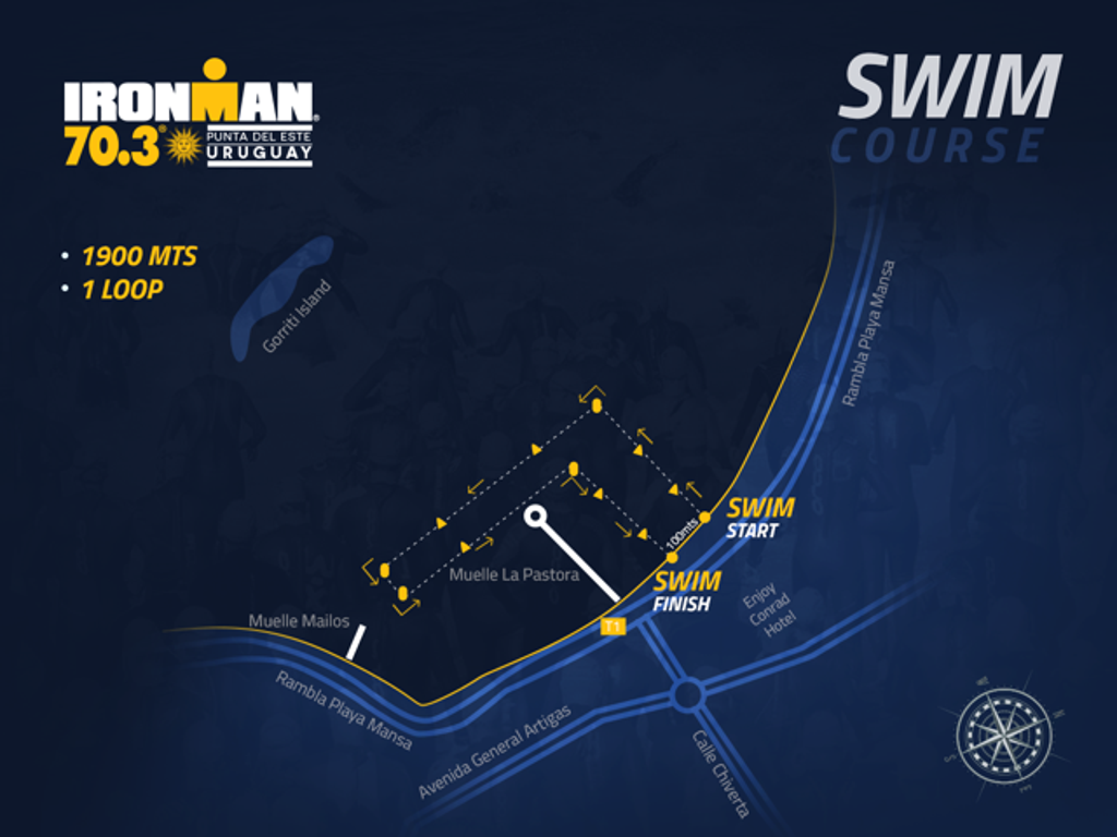 Swim course map IM703 Punta del Este