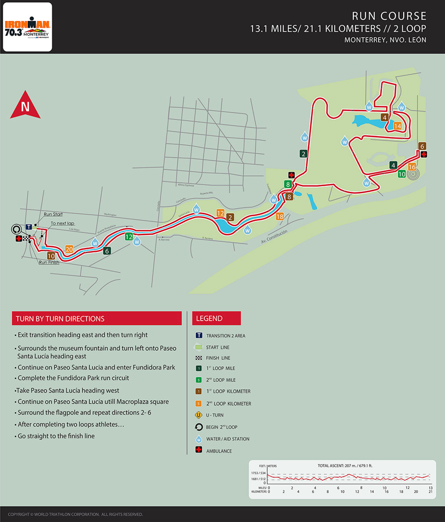 Run course map for IM703 Monterrey