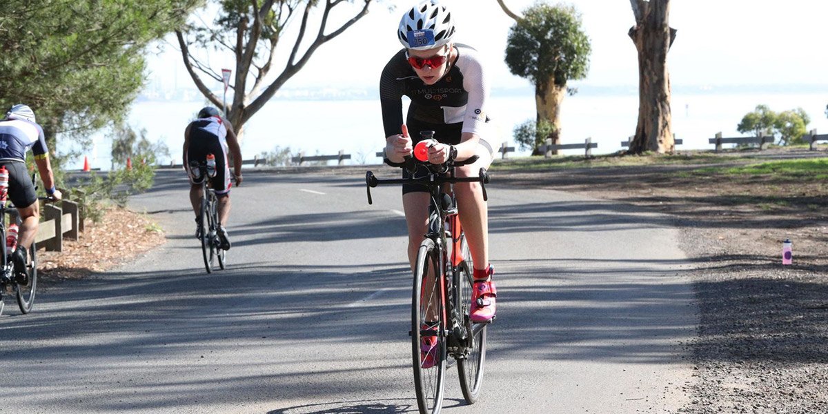 Allyson Martin on the bike leg of IRONMAN 70.3 Geelong