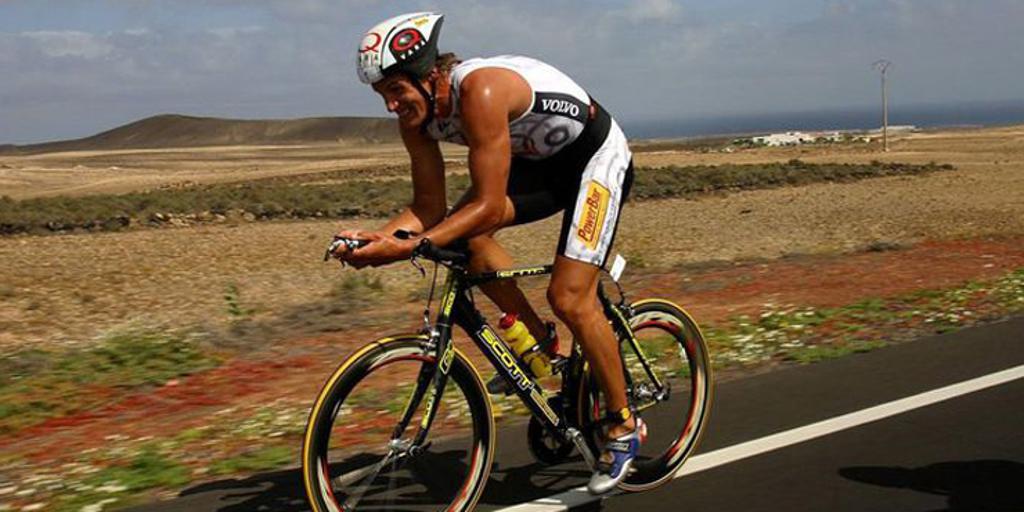 Johnson competing in a triathlon in his youth.