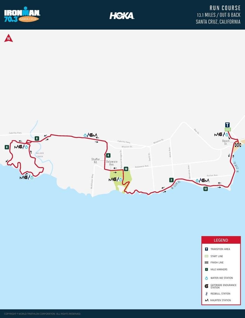 Run course map for IM703 Santa Cruz