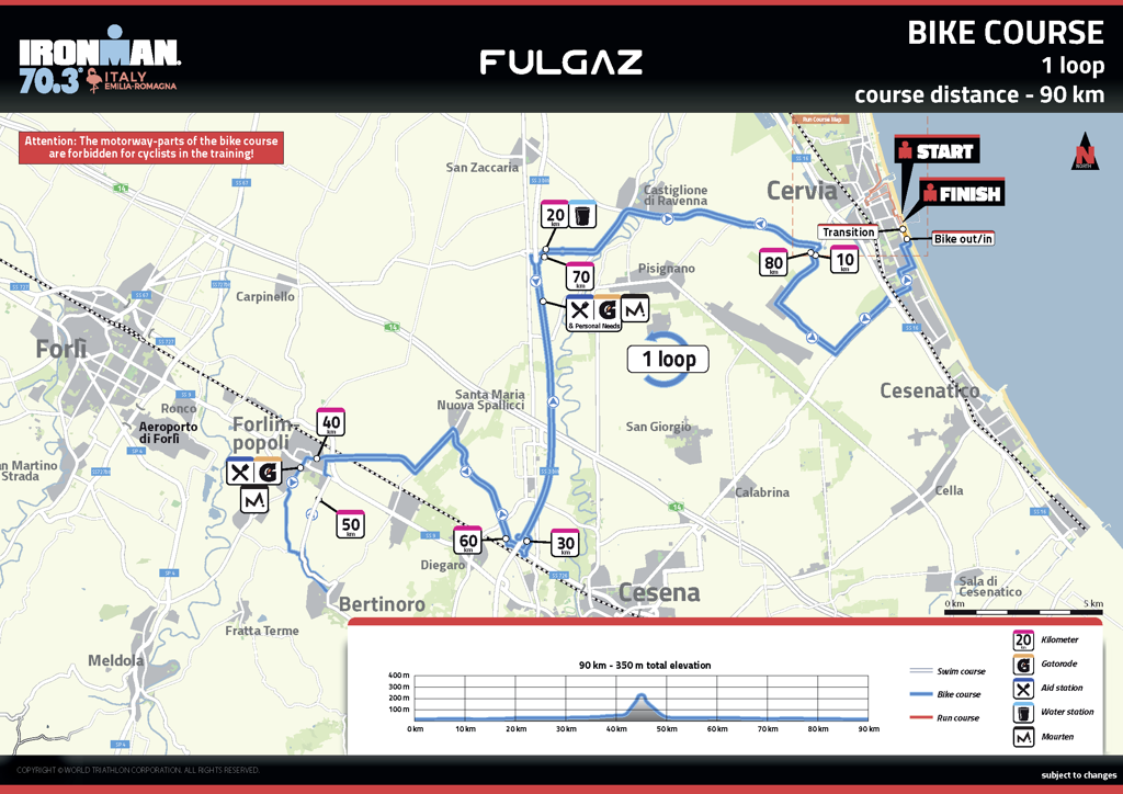 bike  course map IM703 Emilia Romagna