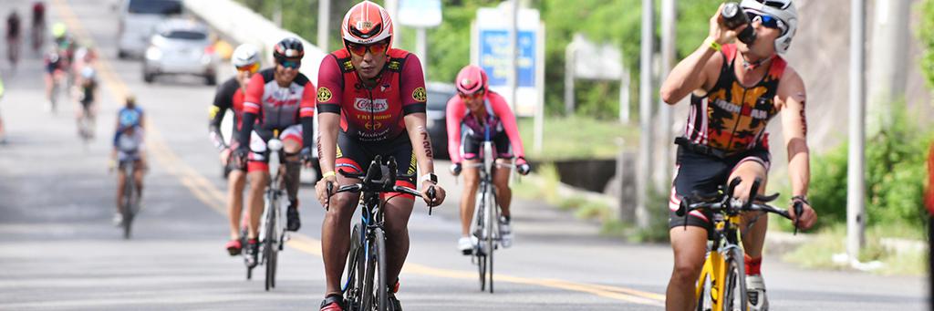 Bikers participating in IRONMAN 70.3 Subic Bay Philippines