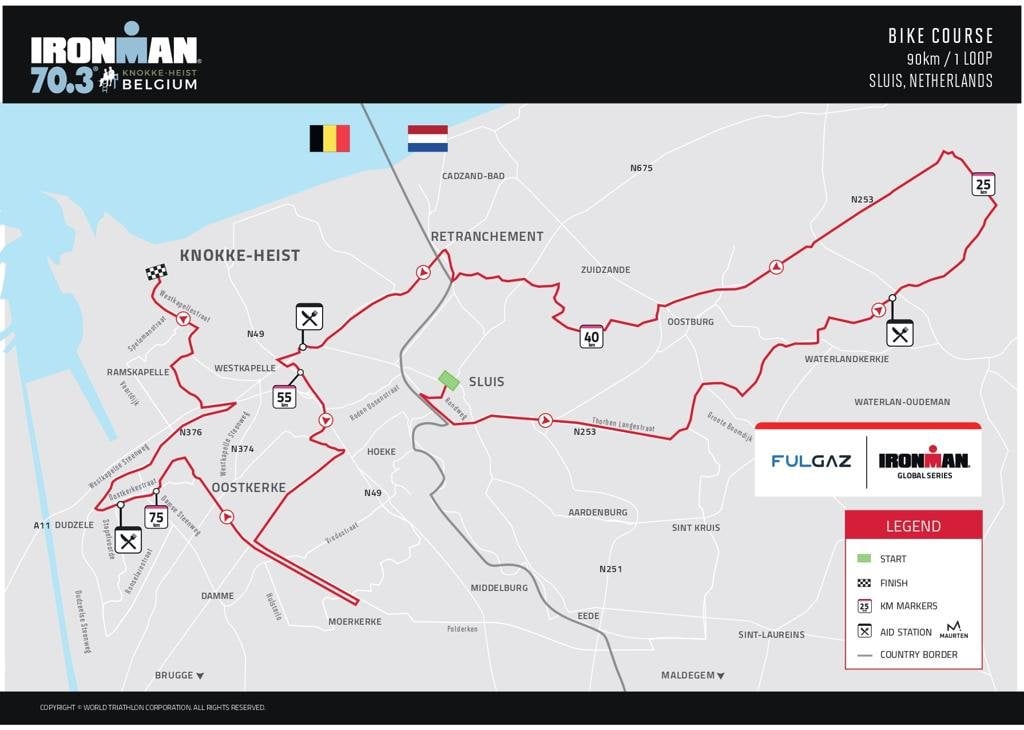Bike course map IM703 Knokke-Heist