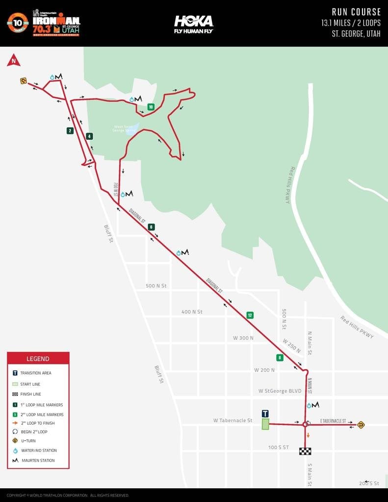 Run course map for IM703 St. George
