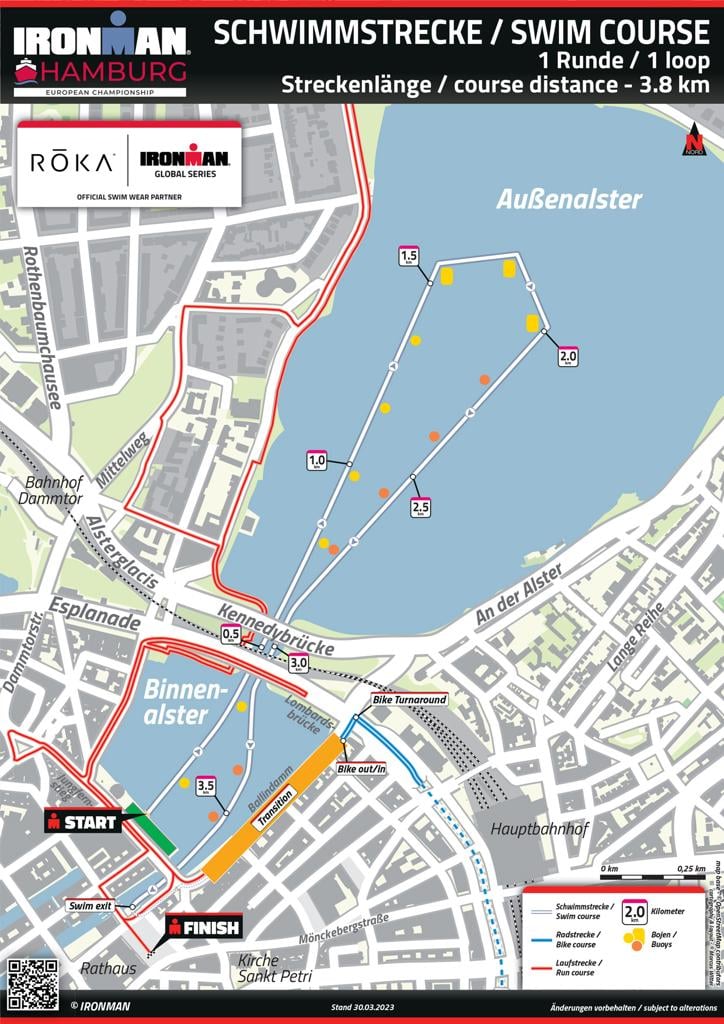 schwimmstrecke map IM Hamburg