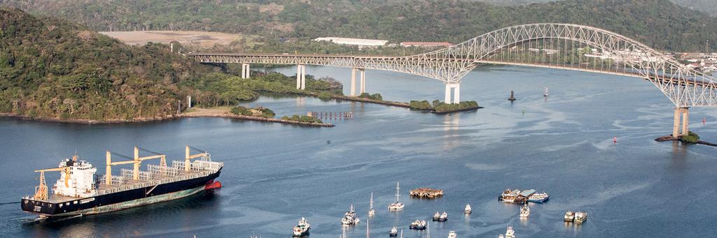A view of the Panama Canal from above.