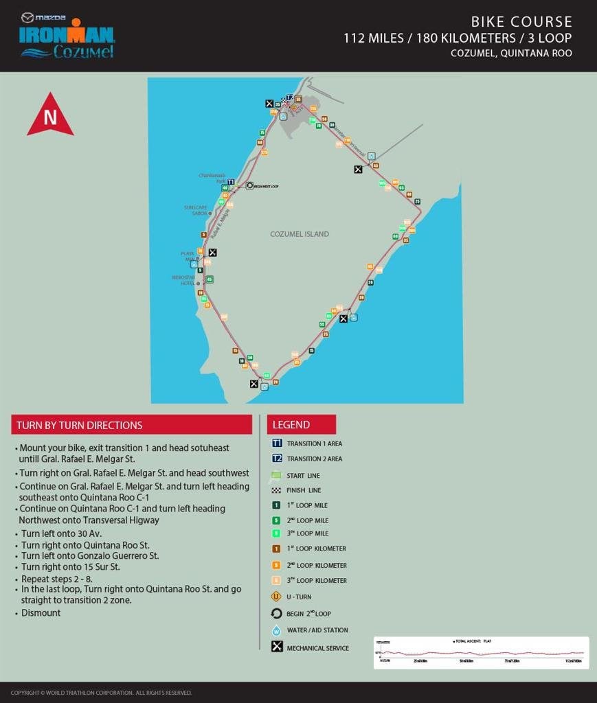 Bike Course Map IM Cozumel