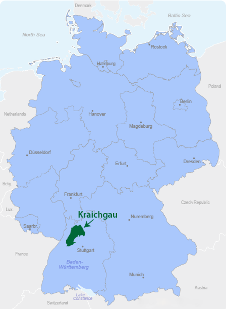 Location of Kraichgau within a map of Germany