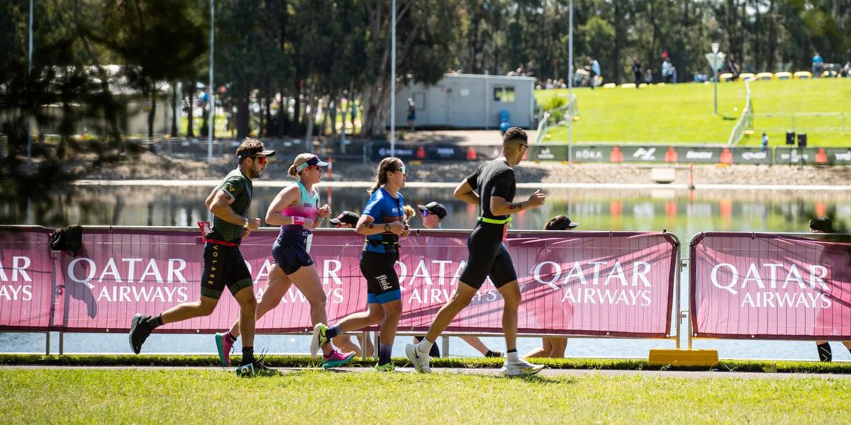 Runners on course at the Qatar Airways IRONMAN 70.3 Western Sydney