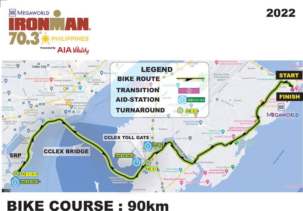 Bike course map IM703 Cebu