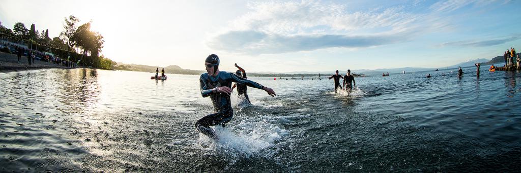 Swimmers exit Lake Taupo New Zealand