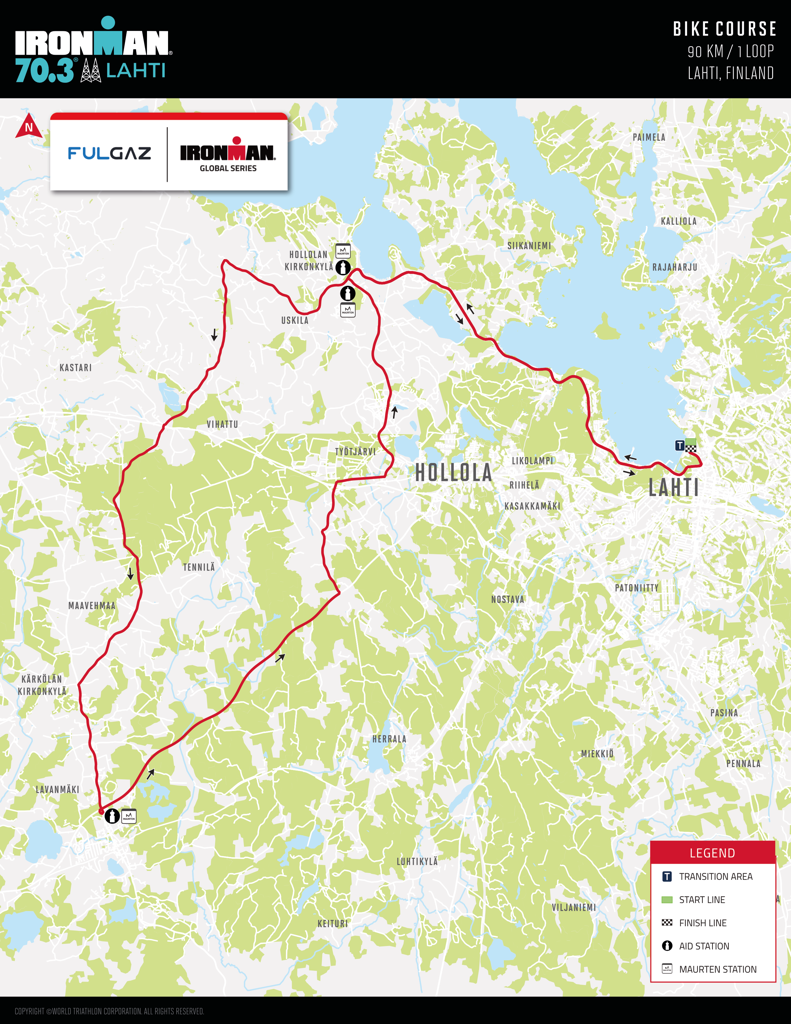 Bike course map IM703 Lahti