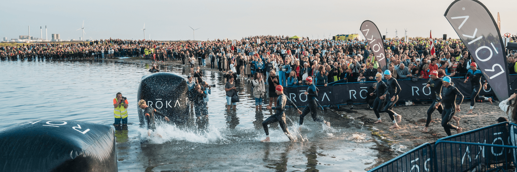 Athletes in the sea at the swim portion of IRONMAN Copenhagen in Denmark