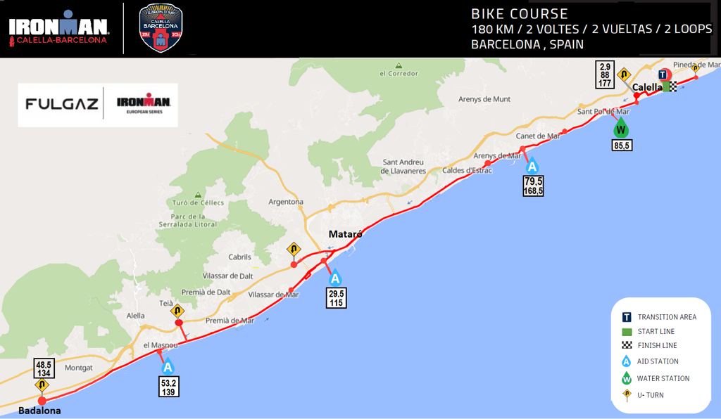 Bike course map IM Barcelona
