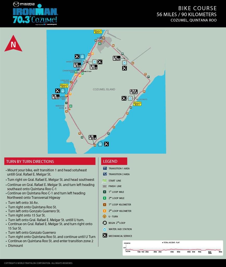 Bike course map IM703 Cozumel
