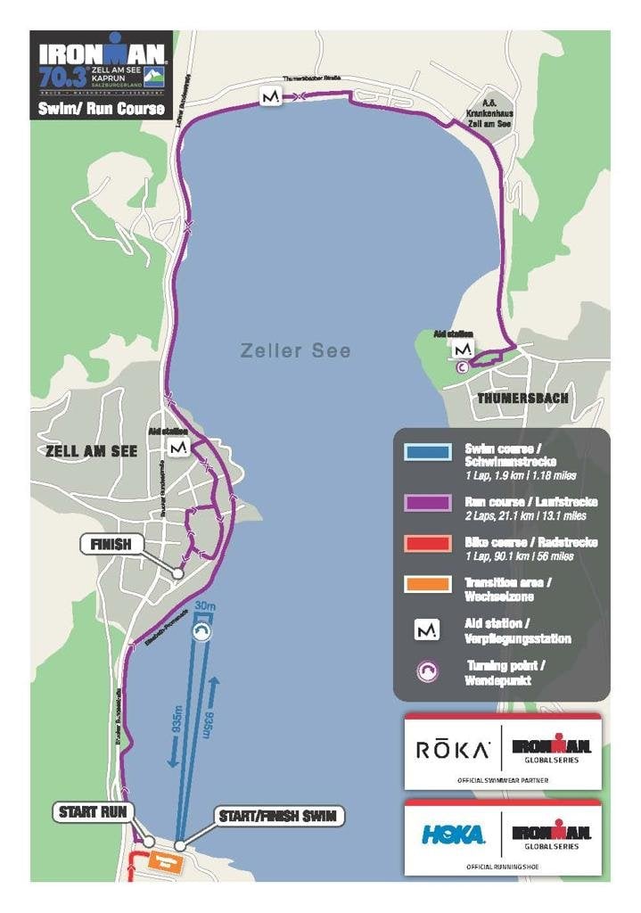 Swim/run course map IM703 Zell am See
