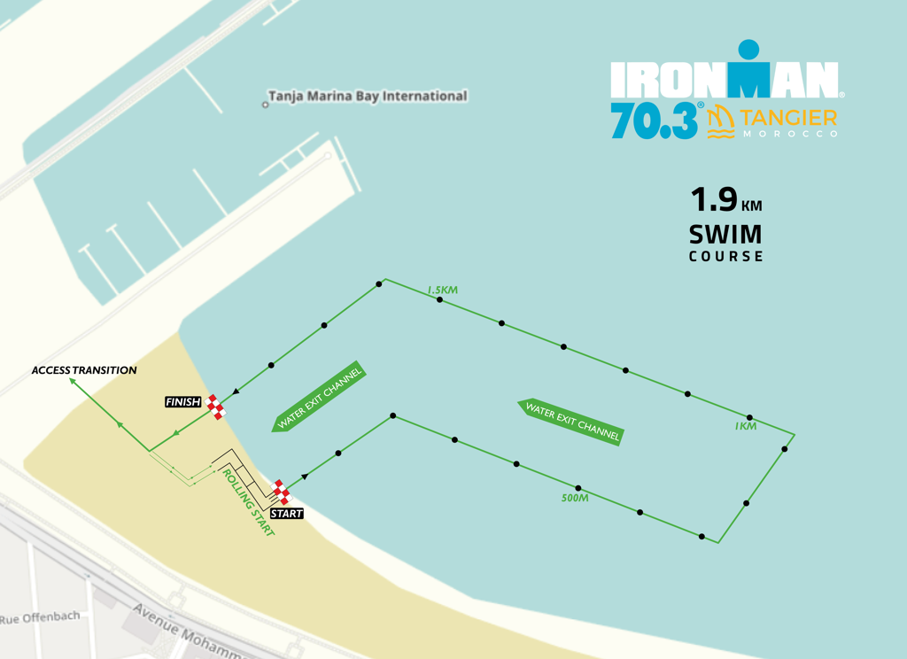Swim course map Ironman 70.3 Tangier