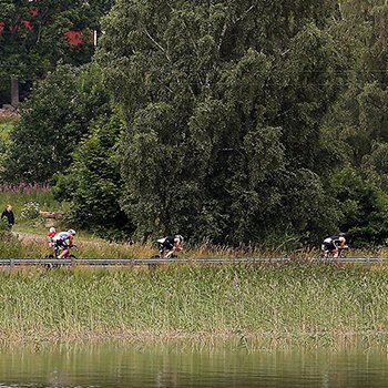 Athletes biking around the region as well as the lakes and villages surrounding Jönköpin